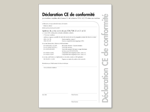 Déclaration de conformité STA / TSA